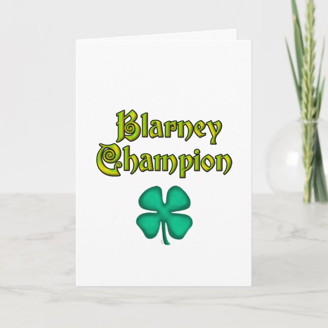 Carte de vœux blanche Blarney Champion (Devant)