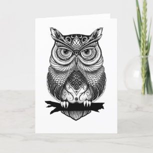 Carte de voeux blanche Cheval Owl
