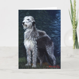 Carte de voeux blanche de chien Wolfhound irlandai