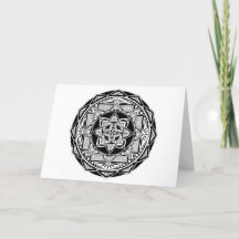 Carte de voeux blanche Geometry Lotus Mandala