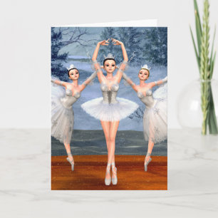 Carte de voeux blanche Land of Snow Ballerinas