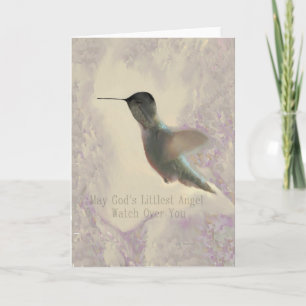 Carte de voeux blanche Little Hummingbird Angel