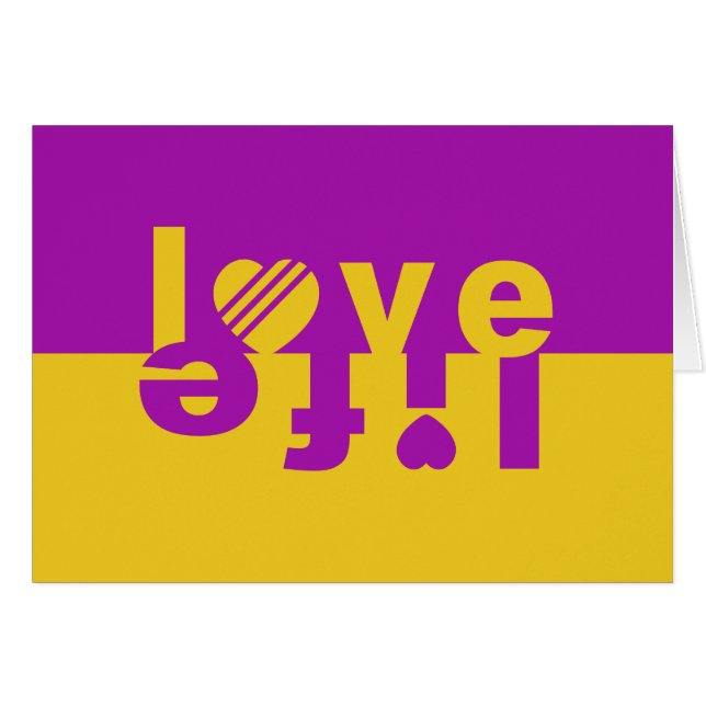 Carte de voeux blanche LOVE LIFE (Devant horizontal)