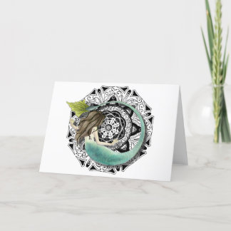 Carte de voeux blanche Mermaid Mandala