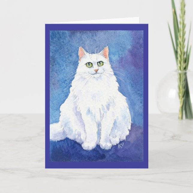 Carte de voeux blanche mignonne d'aquarelle de (Devant)