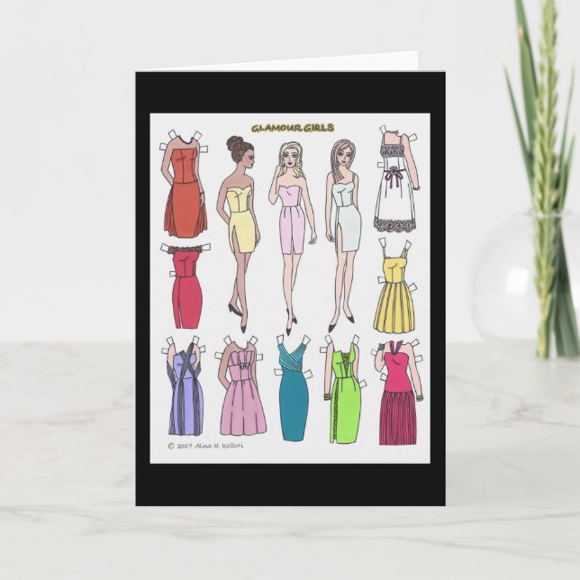 Carte de voeux blanche poupée en papier pour fille (Devant)