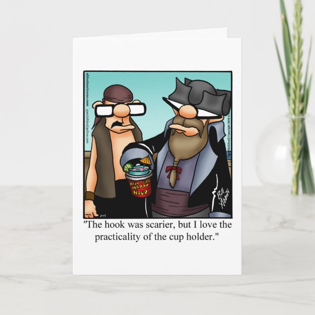 Carte de voeux blanche pour Humour pirate amusant (Devant)