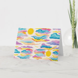 Carte de voeux blanche Sunrise Sunset Watercolor