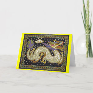 Carte de voeux blanche Tapisserie Dragon Thaï