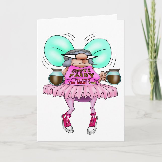 Carte de voeux Blank Fairy Coffee Funny (Devant)
