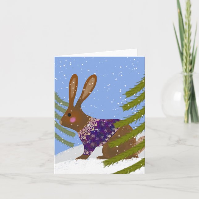Carte de voeux BLANK Rabbit Winter (Devant)