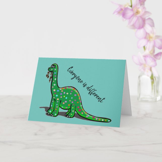 Carte de voeux bleu Cute Dinosaur Aqua (Orchidée)