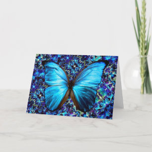 Carte de voeux Bleu Morpho Papillon pourpre Orchid