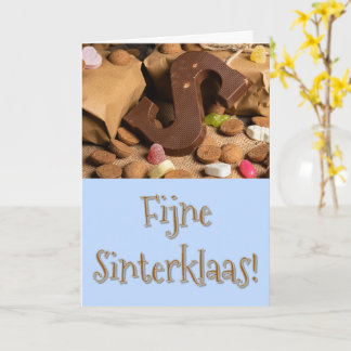 Carte de vœux bleu Saint-Nicolas avec bonbons