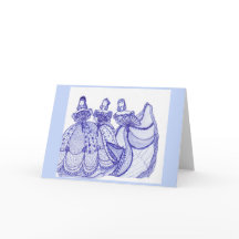 Carte de voeux bleue de femmes de la Chine de