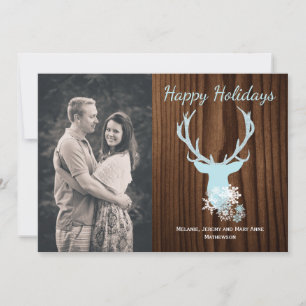 Carte de voeux bleue rustique de vacances de tête