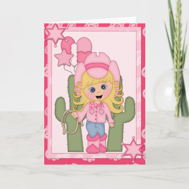 Carte de voeux blonde de cow-girl (Devant)
