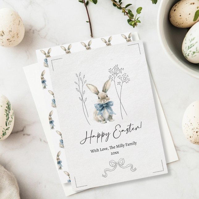Carte de voeux Blue Easter Bunny (Créateur téléchargé)