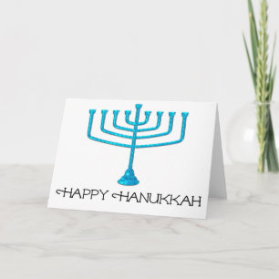 Carte de voeux Blue Menorah Happy Hanoukka