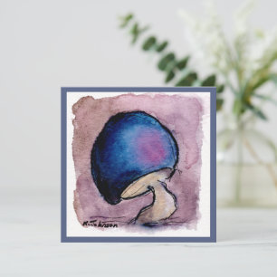 Carte de voeux Blue Mushroom Watercolor