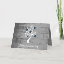 Carte de voeux Blue Valentine Hearts Tree