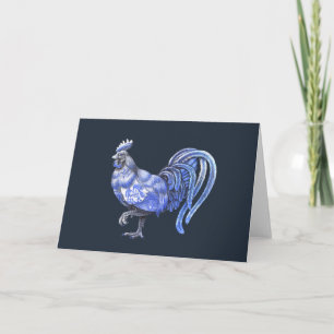 Carte de voeux Blue Willow Rooster