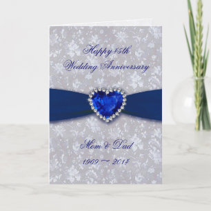 Carte de voeux Bold Damask 45th Mariage Anniversar