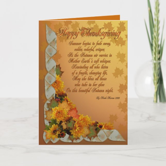 Carte de voeux bon thanksgiving avec poème (Devant)