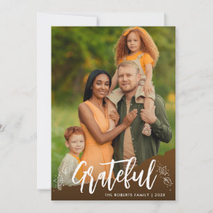 Carte de voeux bon thanksgiving de script GRATEFUL