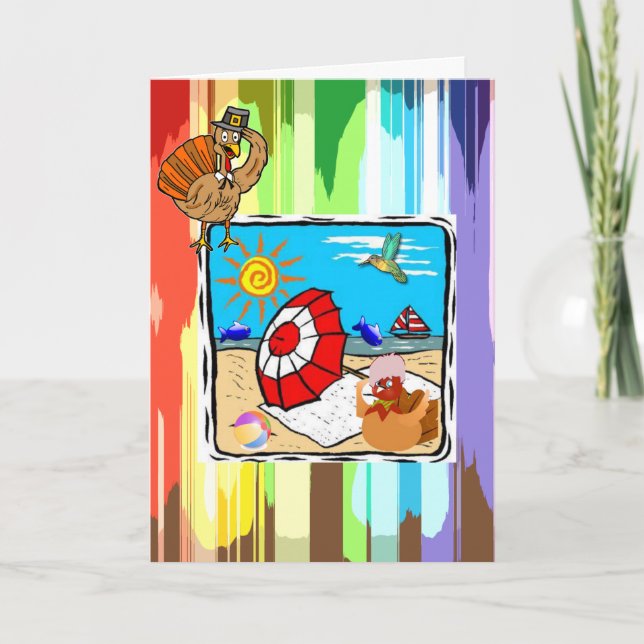 Carte de voeux bon thanksgiving jour, Beach Turqui (Devant)