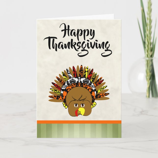 Carte de voeux Bon thanksgiving Turquie mignonne (Devant)