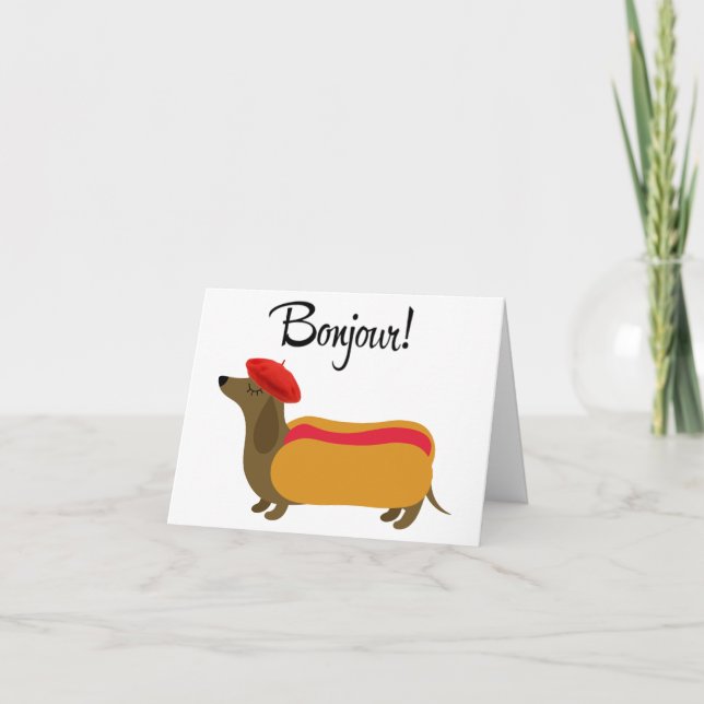 Carte de vœux Bonjour Dachshund (Devant)