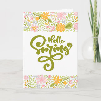 Carte de vœux Bonjour Printemps avec bordures flor