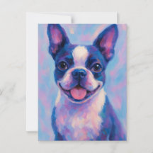 Carte de voeux Boston Terrier - Carte blanche