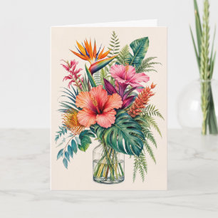 Carte de vœux botanique tropicale Hibiscus Floral