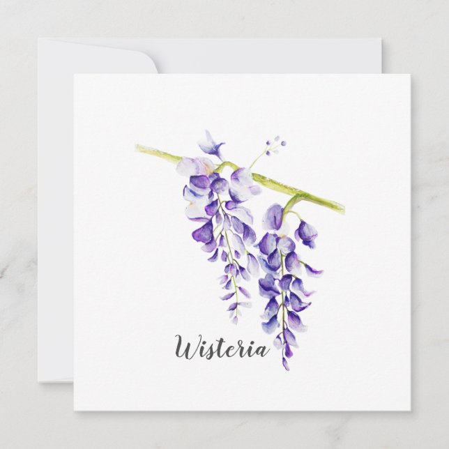 Carte de voeux Botanique Watercolor Wisteria (Devant)
