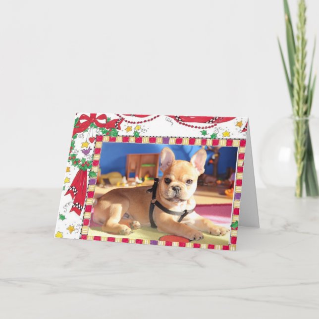Carte de vœux Bouledogue français Noël (Devant)