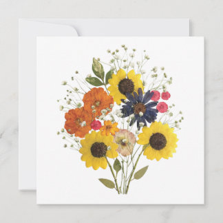 Carte de voeux Bouquet de tournesol en fleurs pres
