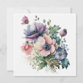 Carte de voeux Bouquet Fleurs Anémones
