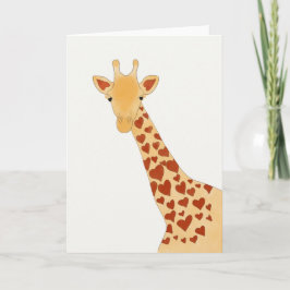Carte de voeux (brillante) de girafe de coeur