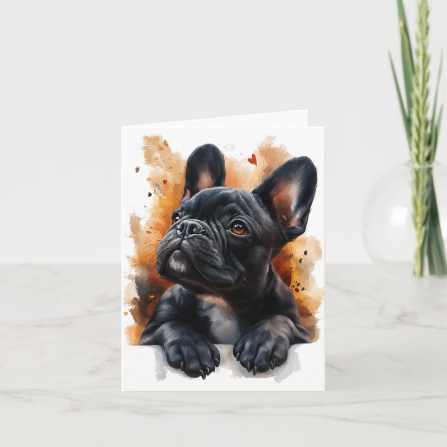 Carte de voeux Buldog en français noir (Devant)