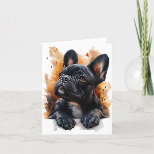 Carte de voeux Buldog en français noir