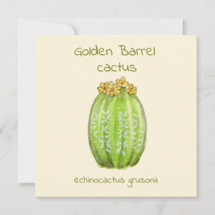 Carte de vœux cactus tonneau doré