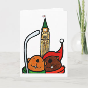 Carte de voeux canadienne Funny Canadian Beavers c