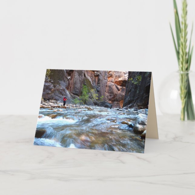 Carte De Voeux, Canyon Rushing Water, Blanc À L'In (Devant)
