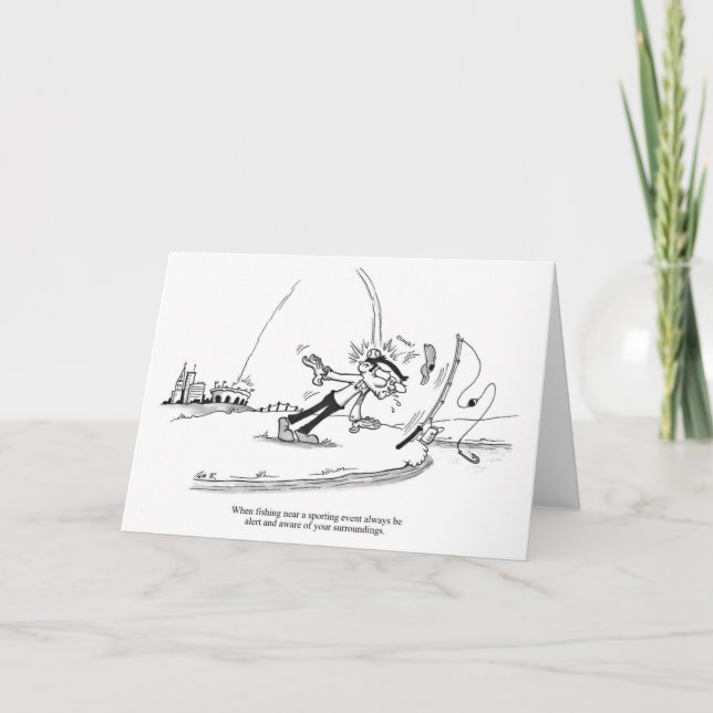 Carte de voeux - Caricature de pêche - Sport (Devant)
