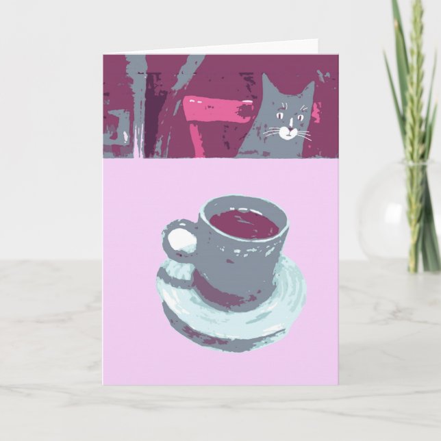Carte de voeux Cat & Coffee (Devant)