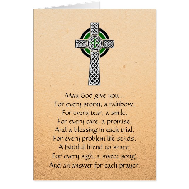 Carte de voeux Celtic Cross Prière irlandaise (Devant)