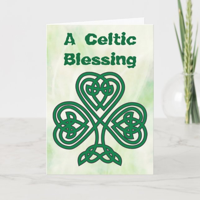 Carte de voeux celtique de bénédiction de shamrock (Devant)