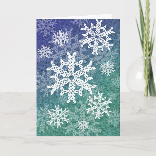 Carte de voeux celtique de flocons de neige (Devant)